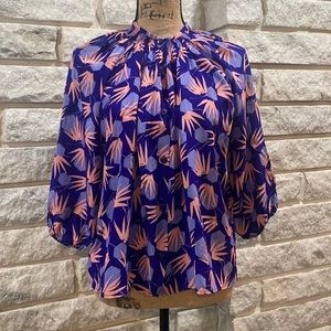 Tucker Printed ¾ Sleeve 100% Silk Top